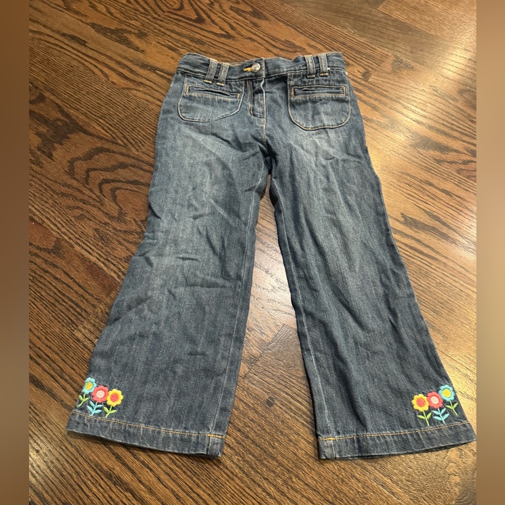 Gymboree Blue Floral Embroidered Flare Jeans
